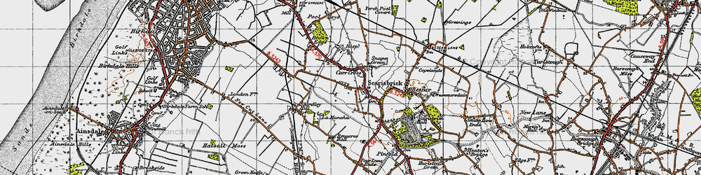 Old map of Scarisbrick in 1947