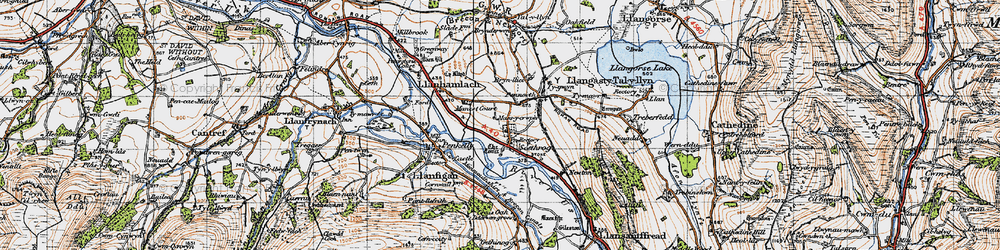 Old map of Scethrog in 1947