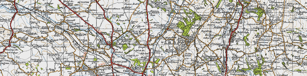 Old map of Scholar Green in 1947