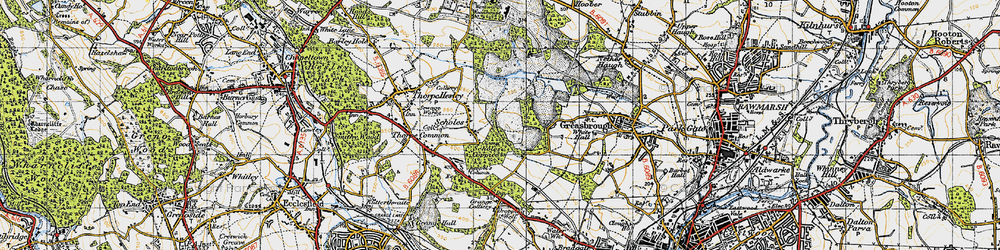 Old map of Scholes in 1947