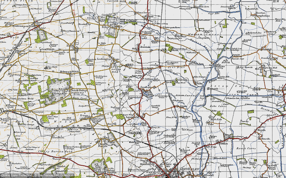 Old Map of Historic Map covering Bryan Mills Beck in 1947