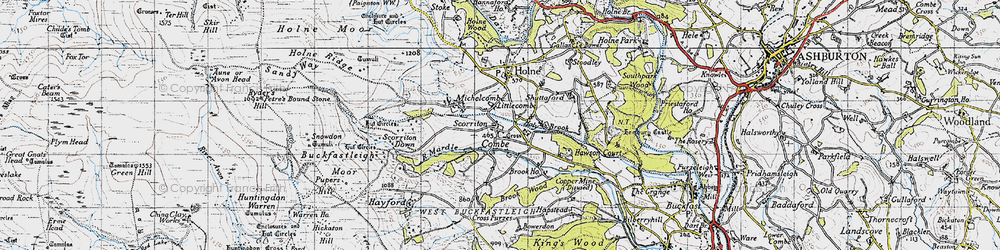 Old map of Scorriton in 1946