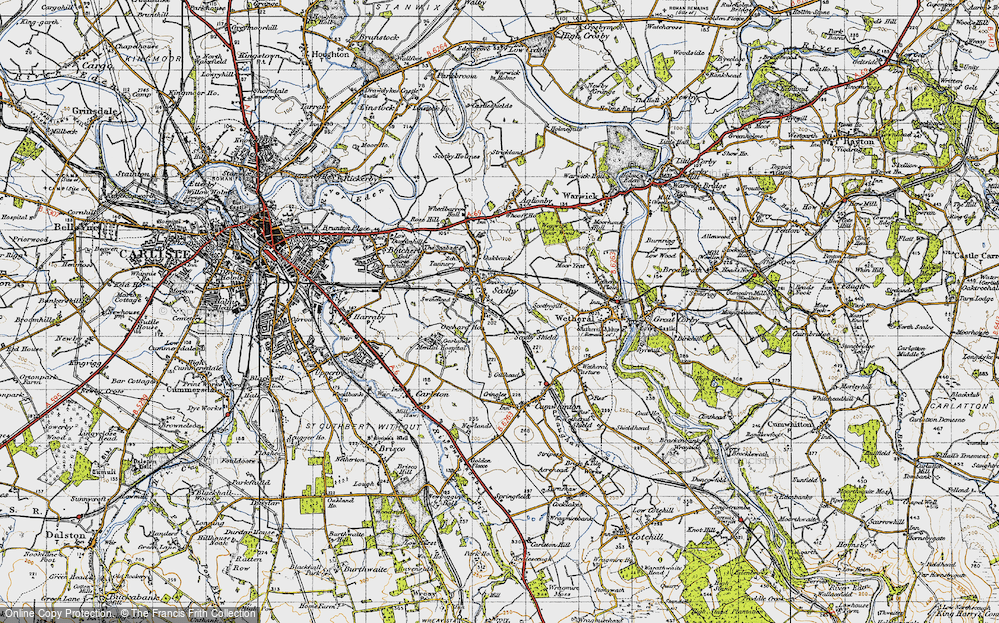 Old Map of Historic Map covering Scotby Ghyll in 1947