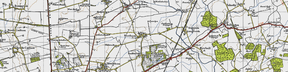 Old map of Scothern in 1947