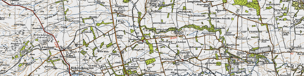 Old map of Scots' Gap in 1947