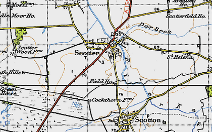 Old map of Scotter in 1947