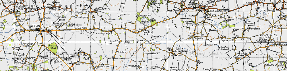 Old map of Scoulton in 1946