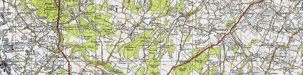 Old map of Scragged Oak in 1946