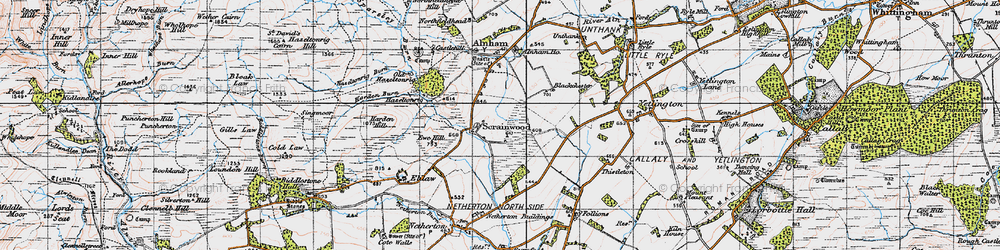 Old map of Scrainwood in 1947