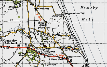 Old map of Scratby in 1945