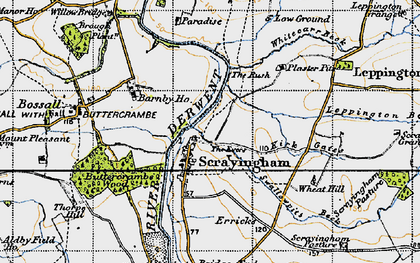 Old map of Scrayingham in 1947