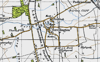 Old map of Scredington in 1946