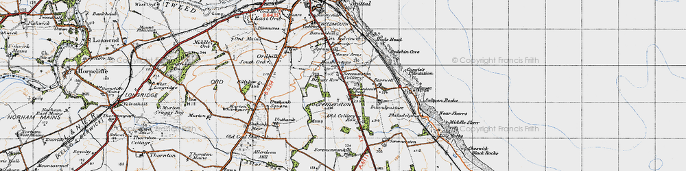 Old map of Tweedmouthmoor in 1947
