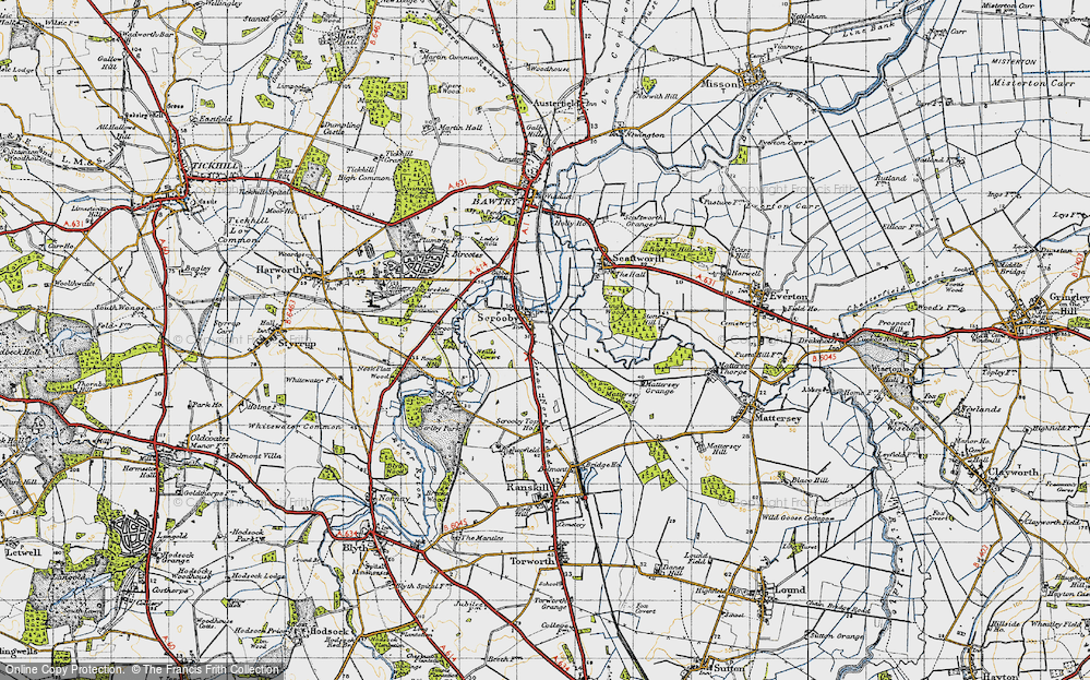 Old Map of Scrooby, 1947 in 1947