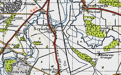 Old map of Scrooby in 1947