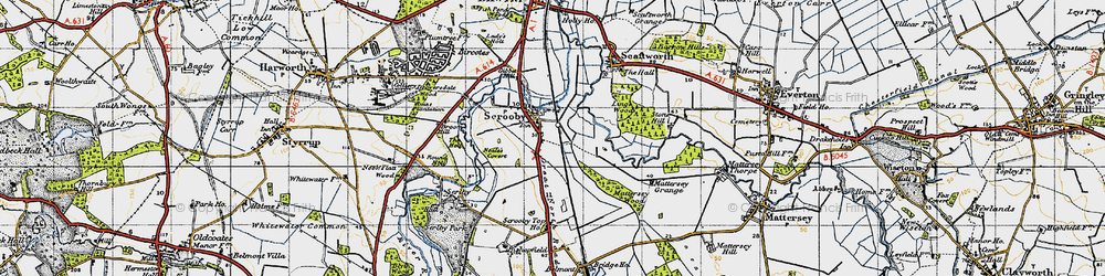 Old map of Scrooby in 1947