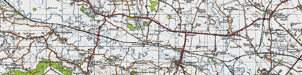 Old map of Scropton in 1946