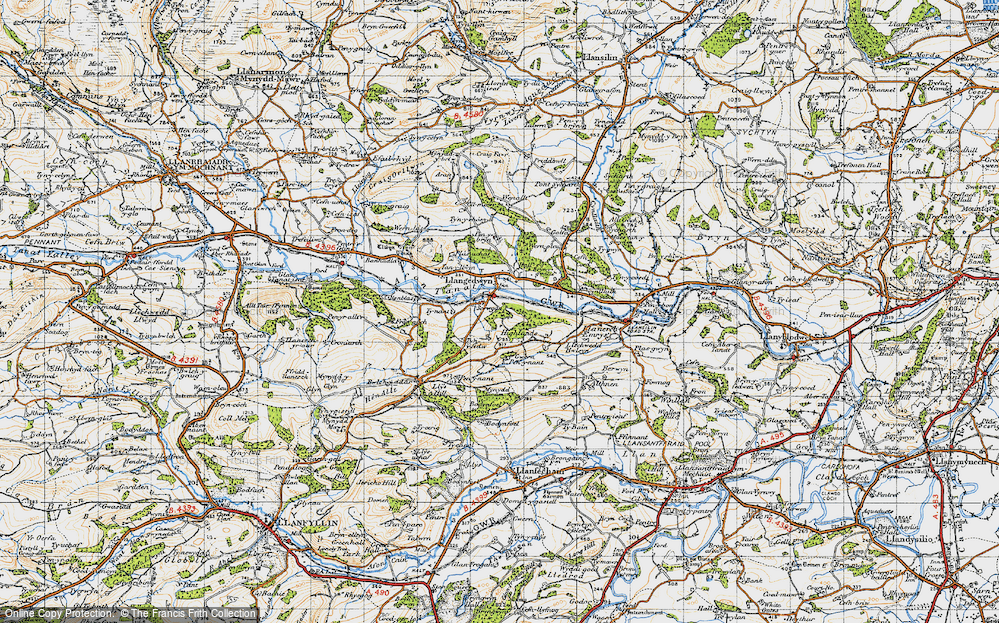 Old Map of Historic Map covering Wernpennant in 1947