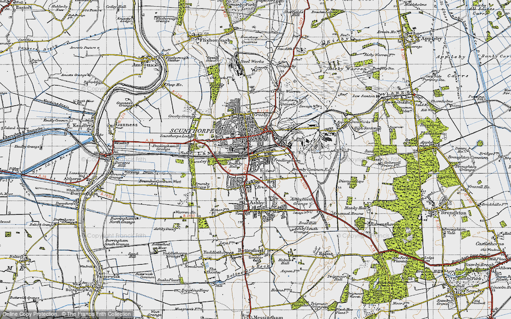 Old Map of Scunthorpe, 1947 in 1947