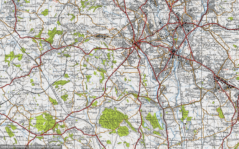 Old Map of Historic Map covering Bentilee Wood in 1946