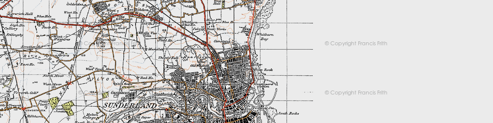 Old map of Seaburn in 1947