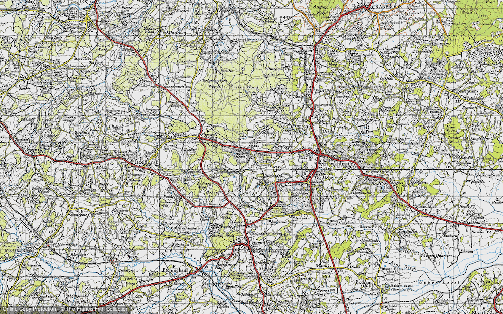 Old Map of Historic Map covering Boarzell in 1940