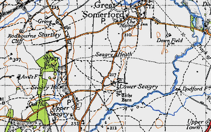 Old map of Seagry Heath in 1947