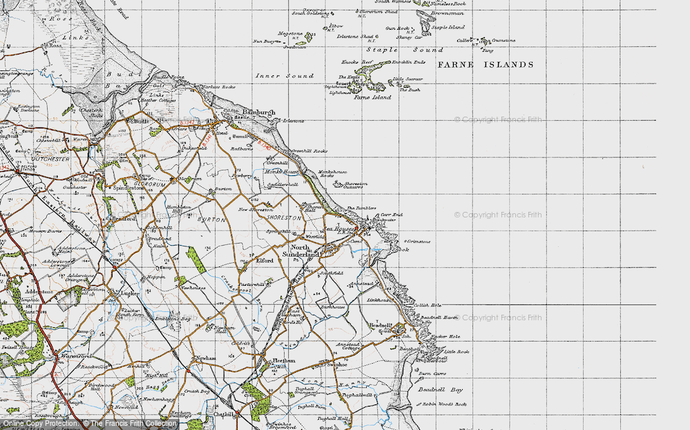 Old Map of Seahouses, 1947 in 1947
