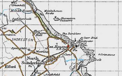Old map of Seahouses in 1947