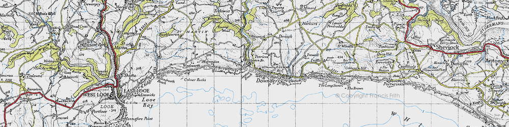 Old map of Seaton in 1946