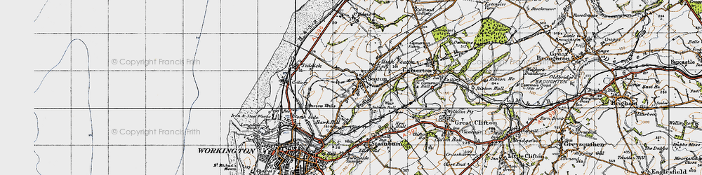 Old map of Seaton in 1947