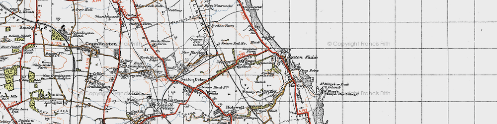 Old map of Seaton in 1947
