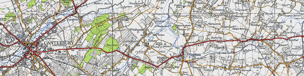 Old map of Seaton in 1947