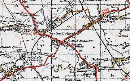 Old map of Seaton Delaval in 1947