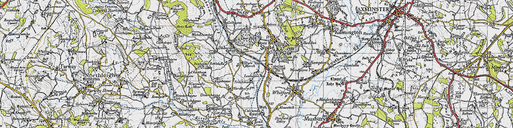 Old map of Seaton Junction in 1946