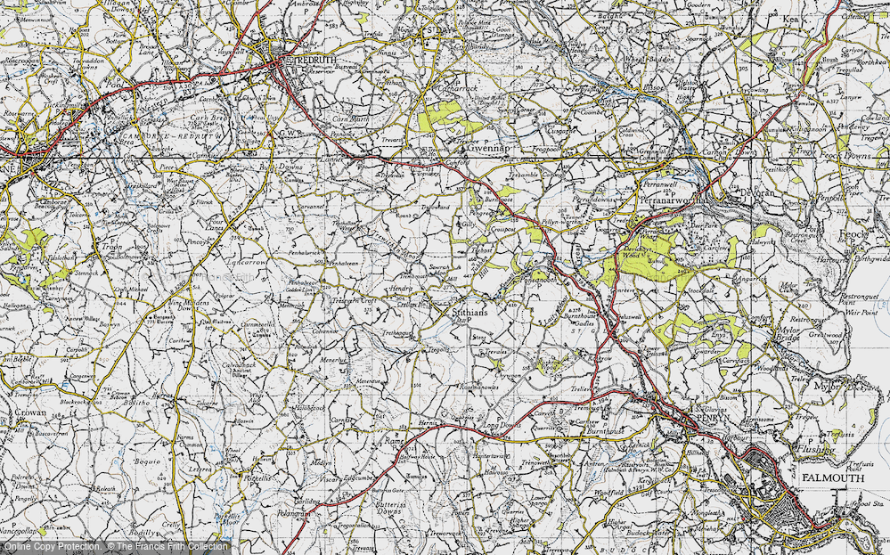 Old Map of Historic Map covering Kennall Vale in 1946