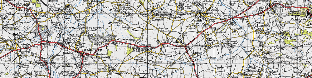 Old map of Seavington St Michael in 1945
