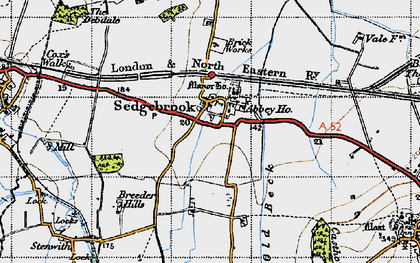 Old map of Sedgebrook in 1946