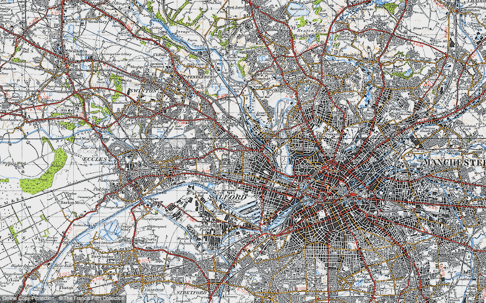 Old Map of Historic Map covering Salford in 1947