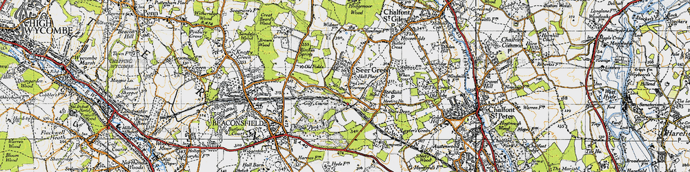 Old map of Birchen Spring in 1945