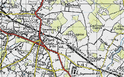 Old map of Segensworth in 1945
