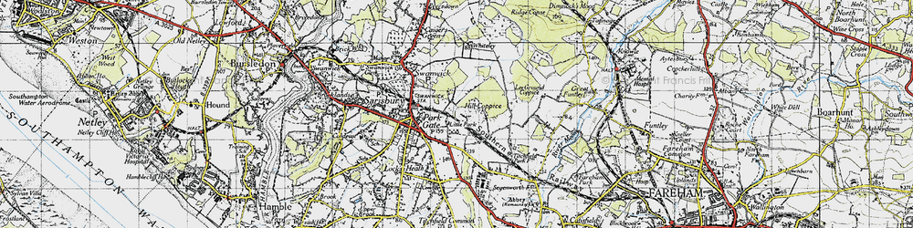 Old map of Segensworth in 1945