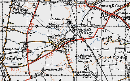 Old map of Seghill in 1947