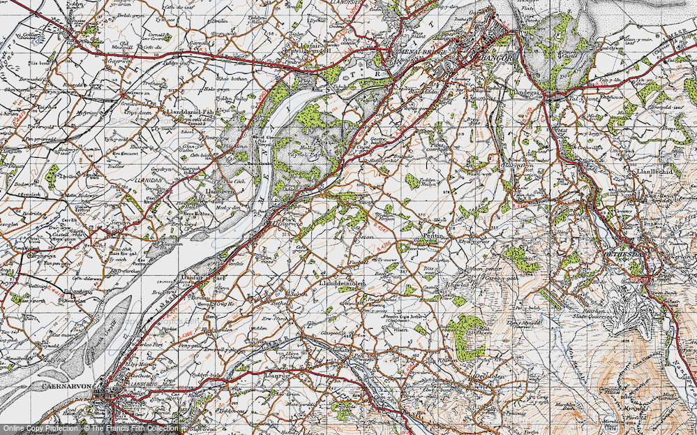 Old Map of Historic Map covering Tyddyn Forgan in 1947