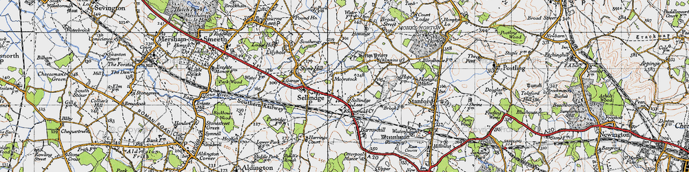 Old map of Sellindge in 1940