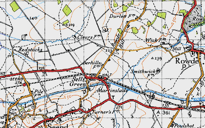 Old map of Sells Green in 1940