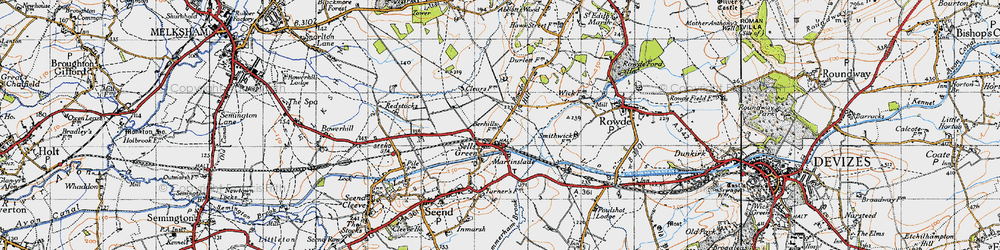 Old map of Sells Green in 1940