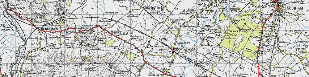 Old map of Selmeston in 1940