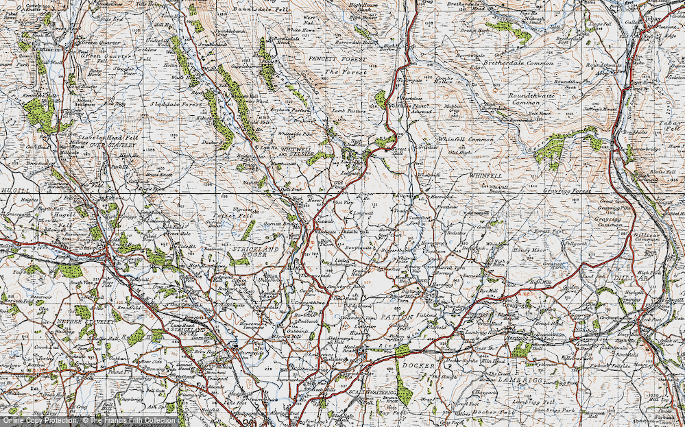 Old Map of Historic Map covering Whitewell Folds in 1947