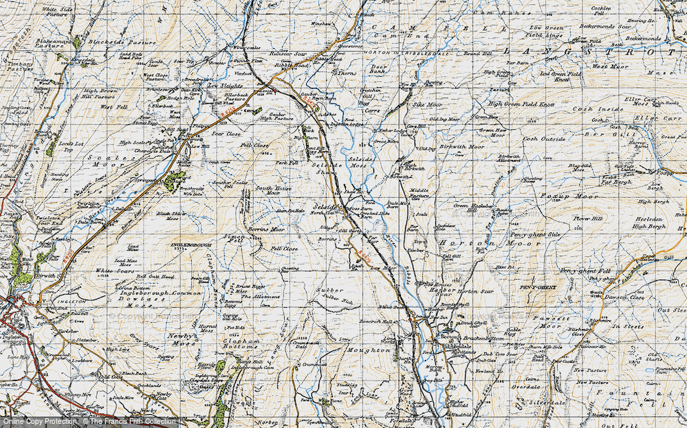 Old Map of Historic Map covering Borrins Moor in 1947